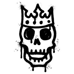 Spray Painted Graffiti skull in the crown icon Sprayed isolated with a white background.
