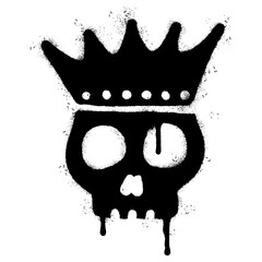 Spray Painted Graffiti skull in the crown icon Sprayed isolated with a white background.