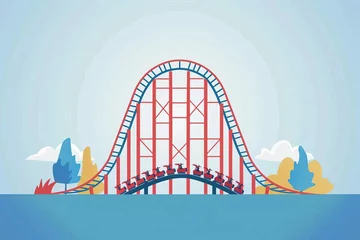 Photo sur Plexiglas Parc dattractions Minimalist Roller Coaster Silhouette in Flat Style, Vector Illustration