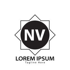 letter NV logo. NV. NV logo design vector illustration for creative company, business, industry