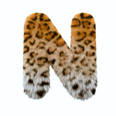 jaguar letter N - Capital 3d leopard font - suitable for safari, wildlife or nature related subjects