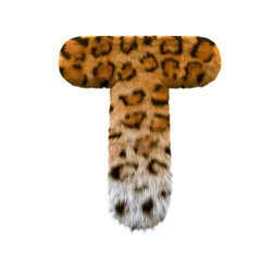 jaguar letter T - Uppercase 3d leopard font - suitable for safari, wildlife or nature related subjects