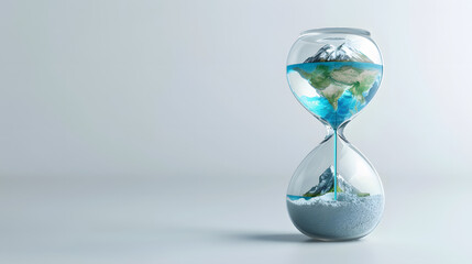 An hourglass with the Earth inside