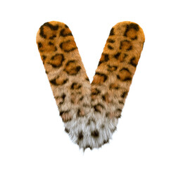 jaguar letter V - Upper-case 3d leopard font - suitable for safari, wildlife or nature related subjects