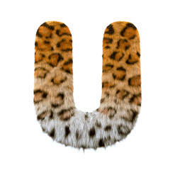 jaguar letter U - Capital 3d leopard font - suitable for safari, wildlife or nature related subjects