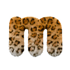 jaguar letter M - Lowercase 3d leopard font - Suitable for safari, wildlife or nature related subjects
