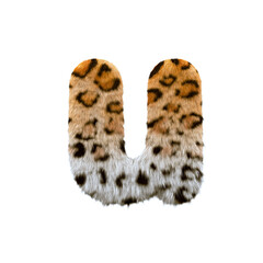 jaguar letter U - Small 3d leopard font - Suitable for safari, wildlife or nature related subjects