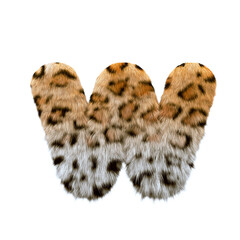 jaguar letter W - Lower-case 3d leopard font - Suitable for safari, wildlife or nature related subjects © chris3d