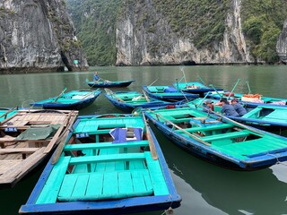 Boats floating in Halong Bay Vietnam