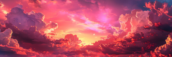 Enigmatic Sky: The Striking Splendor of Red-Soaked Cloudscape - obrazy, fototapety, plakaty