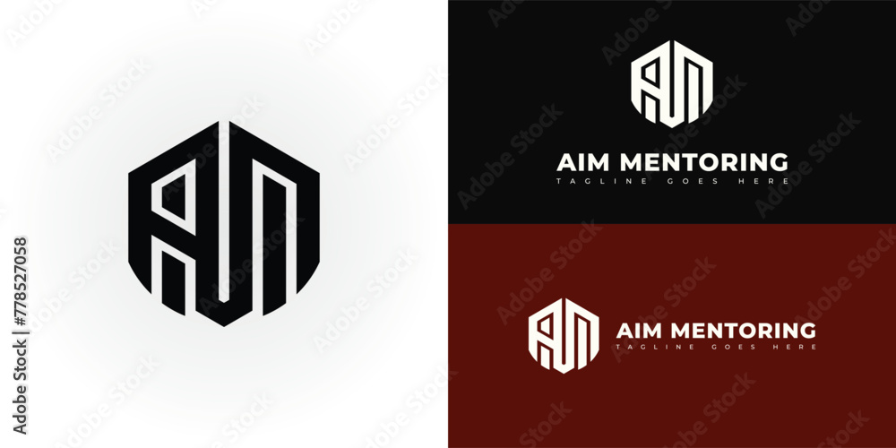 Aufkleber abstract initial letter am or ma logo in black color isolated on multiple background colors. the log