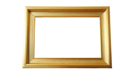 Empty gold ornate picture frame isolated on transparent background.
