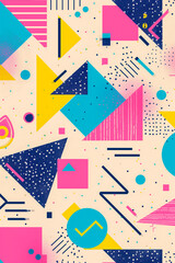 A colorful, abstract pattern of shapes and lines