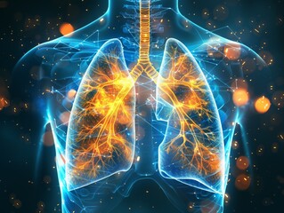 Graphic representing respiratory health and lung capacity