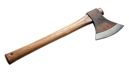 Axe with wooden handle isolated on transparent background.