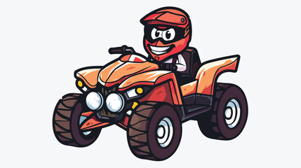 Cartoon smiling Atv bike mascot flat vector isolated on