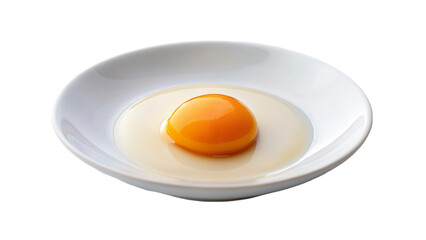 Plate of egg raw yolk isolated on transparent background.