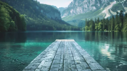  lake in mountains with wooden pier © Spyrydon