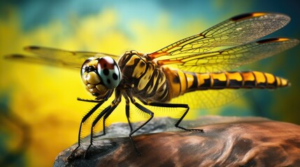 Close-up of a dragonfly on a rock