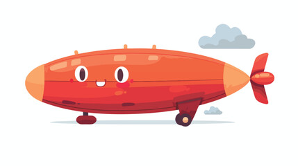 Cartoon smiling red zeppelin mascot flat vector isolated