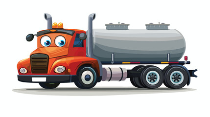 Cartoon smiling tanker truck mascot flat vector isolated