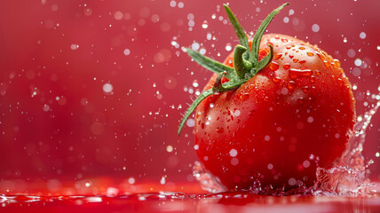 Freshness Explosion: Ripe Tomato in Midair © Agnieszka