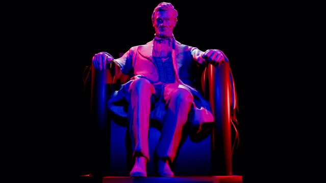 4K Alpha 3D Abraham Lincoln with Red and Blue light for use in your July 4th composition