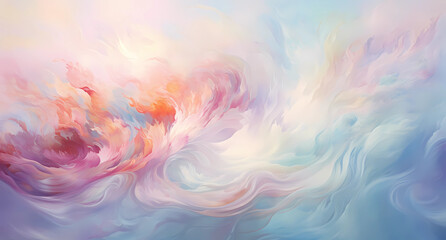 A soft pastel swirl of colors against an ethereal background