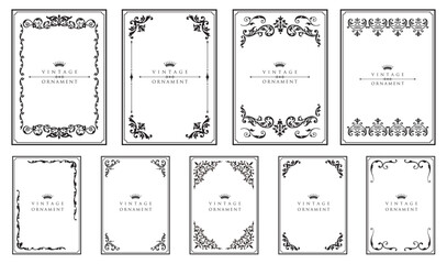 Decorative frames and border. Ornate classic templates set in vintage style. Wedding and restaurant menu. Vector illustration..eps