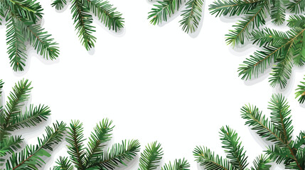 Fototapeta na wymiar Frame of detailed Christmas tree branches on isolated