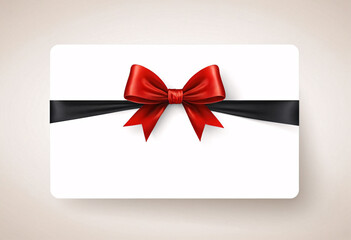 Gift card with ribbon, business design colored model, blank card