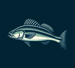sea bass fish hand drawn vector illustration
