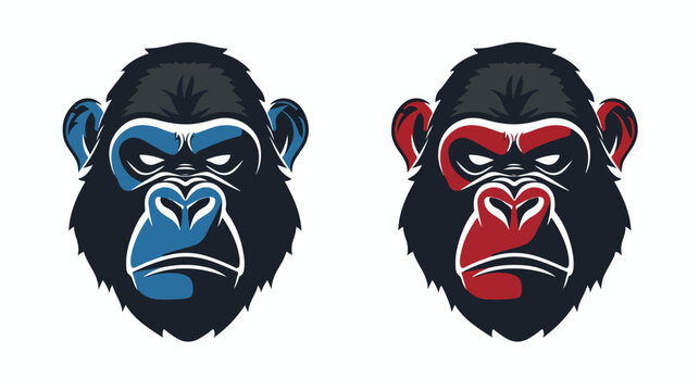 Gorilla head and monkey logo design vector icon 