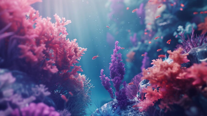 A magical underwater world showcasing a small business reminder template against a backdrop of colorful coral reefs.