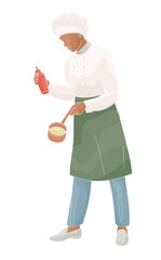 standing smiling chef restaurant female African American characters in uniform