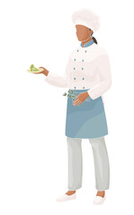 standing smiling chef restaurant female African American characters in uniform