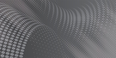 Light gradient silver and black halftone dots modern grunge wide background.