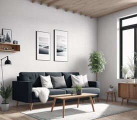 A living room with a couch, coffee table, and two chairs.