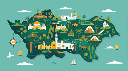 Algeria country map vector illustration symbol desi - obrazy, fototapety, plakaty