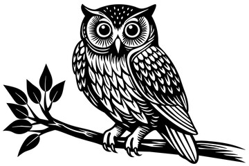 owl-sitting-on-tree-branch--vector-illustration