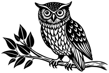 owl-sitting-on-tree-branch--vector-illustration