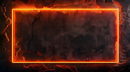 Minimalist neon orange overlay video screen frame border style with black background for online gaming streams - obrazy, fototapety, plakaty