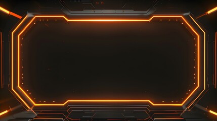 Innovative neon orange overlay video screen frame border model on black background for captivating live gaming sessions