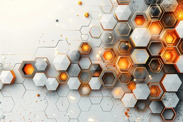 A wall with a pattern of hexagons, some of which are gold. The wall appears to be made of concrete and has a rough texture. The gold hexagons contrast with the white background