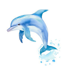 Fototapeta premium A bottlenose dolphin leaps playfully against a crisp white background