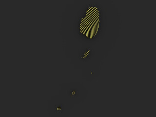 An abstract map of the Saint Vincent and the Grenadines, consisting of thin golden lines. An abstract image for a geographical design template. an image for 3D rendering. Dark uniform background. - obrazy, fototapety, plakaty