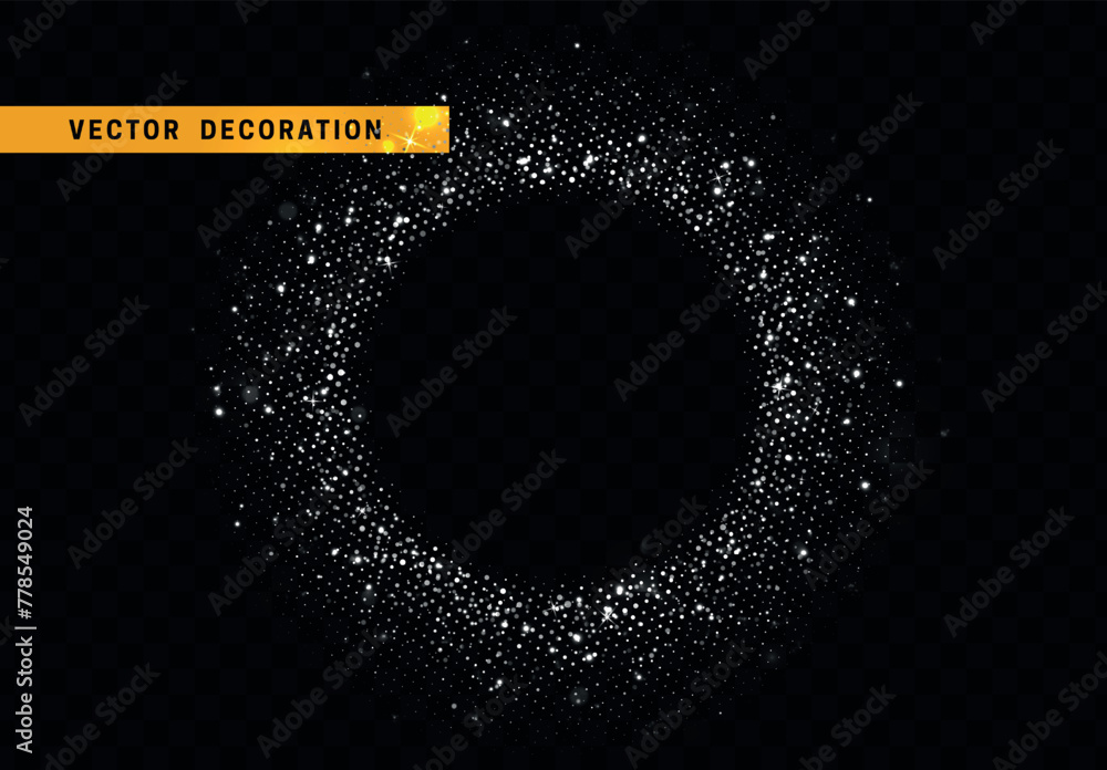 Aufkleber festive decorative background with sparkles in the shape of a round frame border. vector illustratio