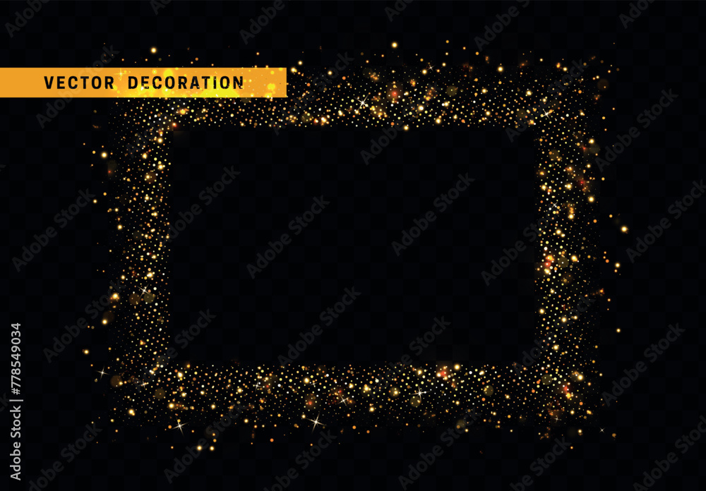Poster festive decorative background with sparkles in the shape of a rectangular frame border. vector illus