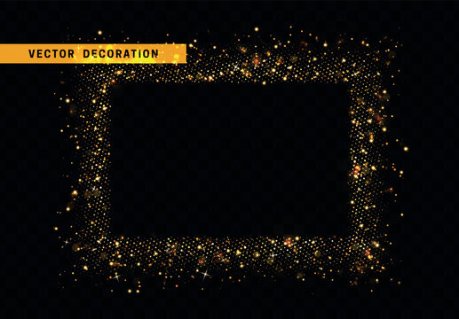 festive decorative background with sparkles in the shape of a rectangular frame border. vector illustration