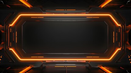 Sleek neon orange overlay video screen frame border concept on black background for interactive gaming sessions